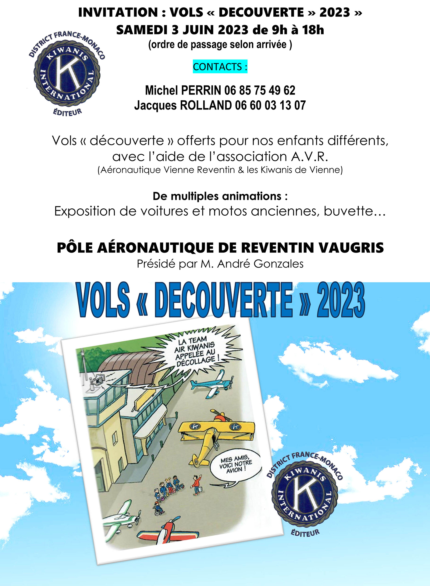 KIWANIS_Vols_découverte_3 Juin 2023_invitation-Pole Aeronautique AVR